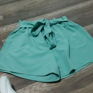 Mint Green Paper bag shorts